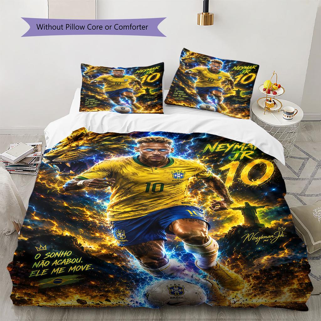 Neymar Pattern Bedding,Quilt Set Quilt Cover Pillowcase Home Birthday Gift(1 * duvet cover + 2 * pillowcase, without core)