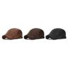 Herbst Winter Retro PU Vorwärtskappe Samt Warm Verstellbare Schirmmütze