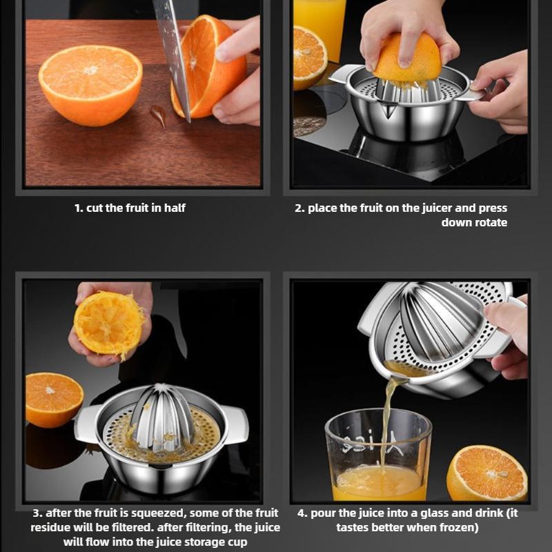 Manual Lemon Orange Fruit Juicer Stainless Steel Kitchen Accessories Durable Citrus Raw Juice Maker Portable Creative Squeezer