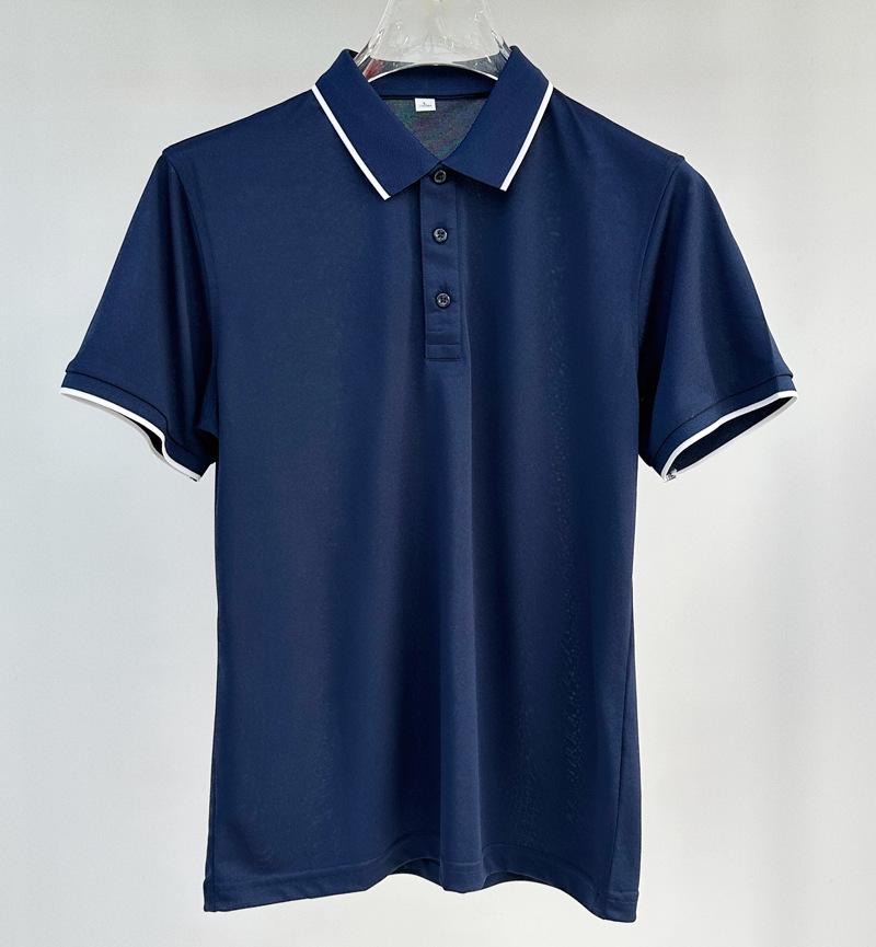 In-Stock Custom Ice Silk Polo Shirt: Short-Sleeved, Turn-Down Collar with Trendy Brand Embroidery and Your Unique Design.