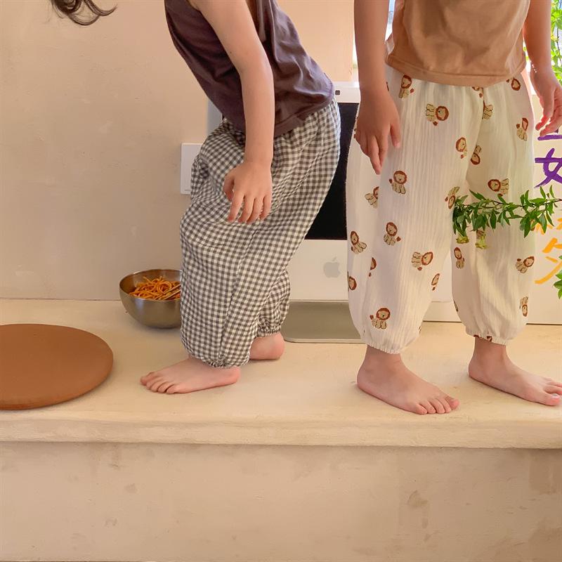 Kids' 2024 Summer Cotton Anti-Mosquito Pants - Korean Double Gauze Thin Bloomers for Boys and Girls