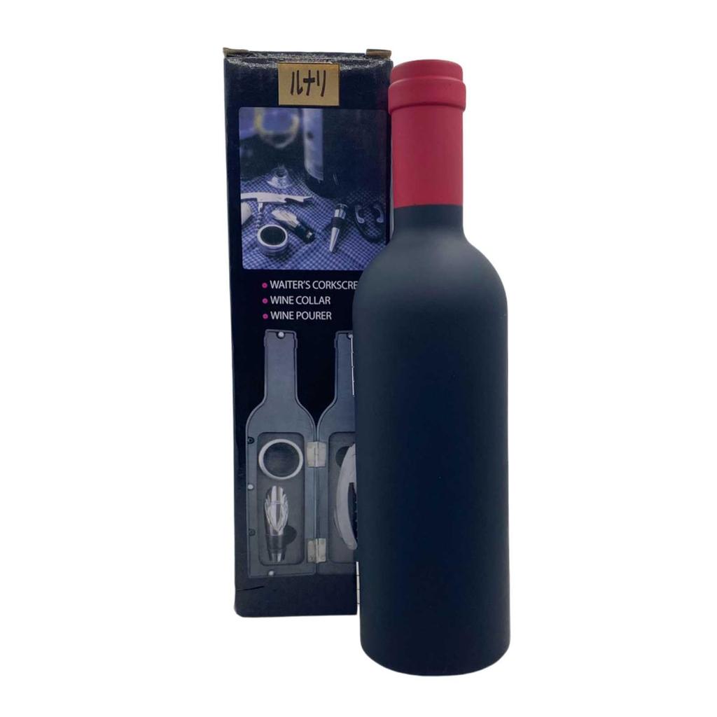 Lunari Wine Tool Bottle Drip Sommelier Knife Multifunctional with Storage Case 3-Piece Set Opener, Pourer, Ring, -