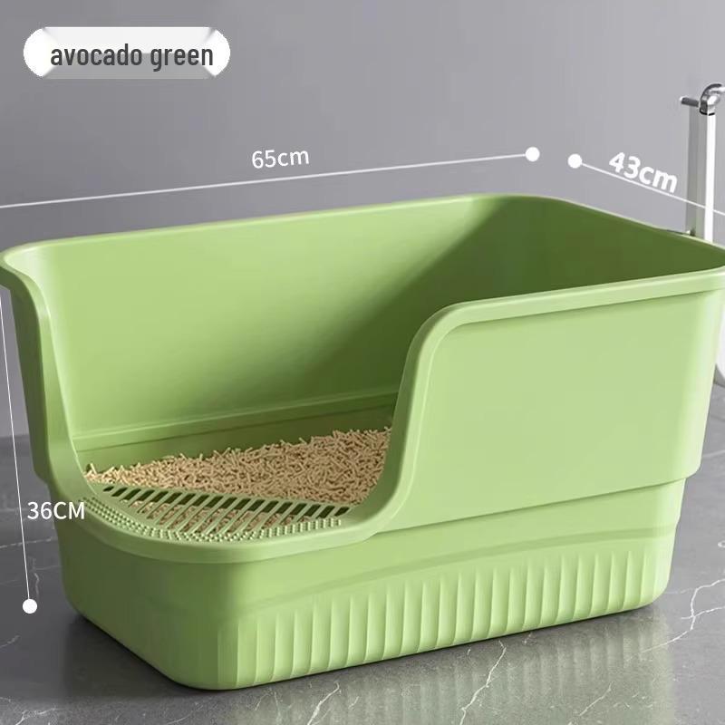 Extra-Large Splash-Proof Semi-Enclosed Cat Litter Box for Maine Coons