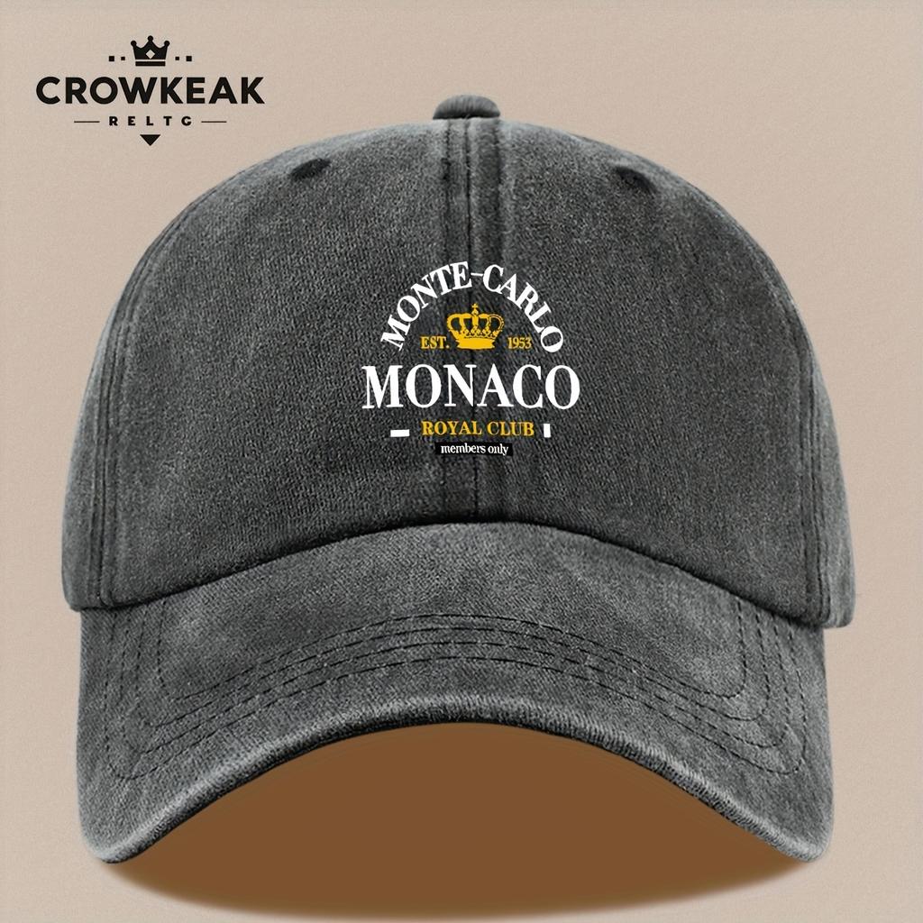 Casquette de baseball Vintage Monaco Royal Club Imprimé Snapback Réglable Chapeau Léger Unisexe pour Pêche en Plein Air Plage BBQ