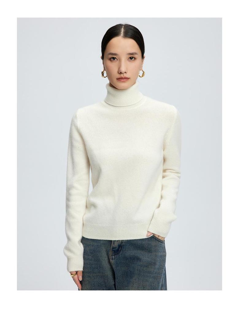 Women's High-Neck Cashmere Knit Sweater - Soft, Warm, Loose Fit for Autumn/Winter