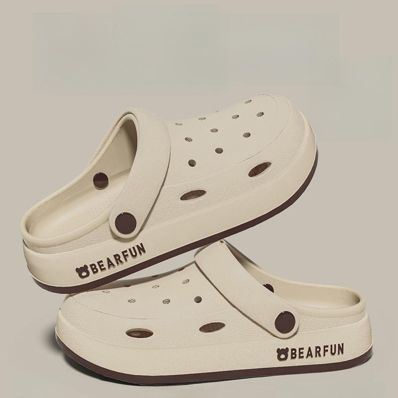 

Baotou Hole Shoes женские милые тапочки сандалии с рисунком летние дышащие пляжные туфли на толстой подошве для мужчин 42-43 легкие хаки