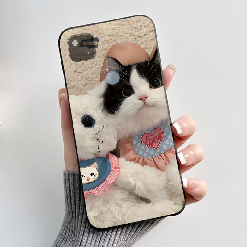 Coque Pour Google Pixel 4A 4 A 4G Noir Coque de Téléphone Esthétique Mignon Chat Dessin Animé Mince Souple TPU Silicone Arrière Pour Pixel4A Coquille