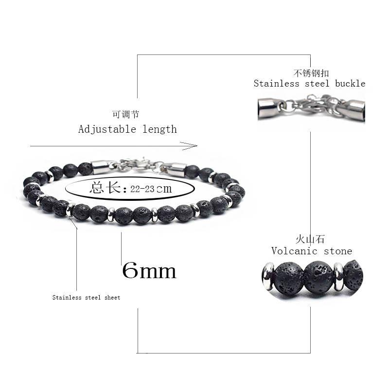 1Pcs Stainless steel men's and women's stone bracelet - beaded fashion bracelet - vintage bracelet