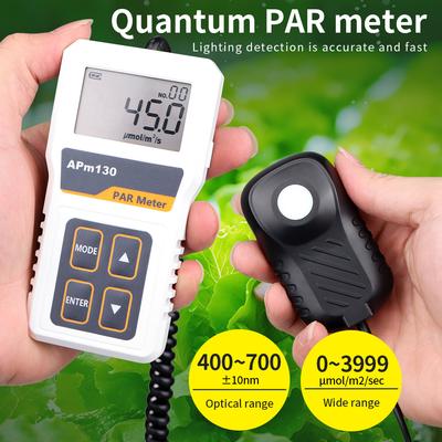 PAR Meter Digital Quantum Photosynthetic Activity Radiation PPFD Waterproof Sensor Plants Data Record Light Meter APM130