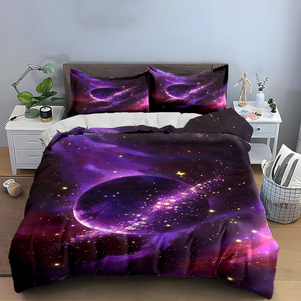 Planet with surrounding stars. Bedding sets Duvet cover sets Duvet covers Pillowcases(1 * Duvet Cover 2 * Pillowcases without duvet insert)