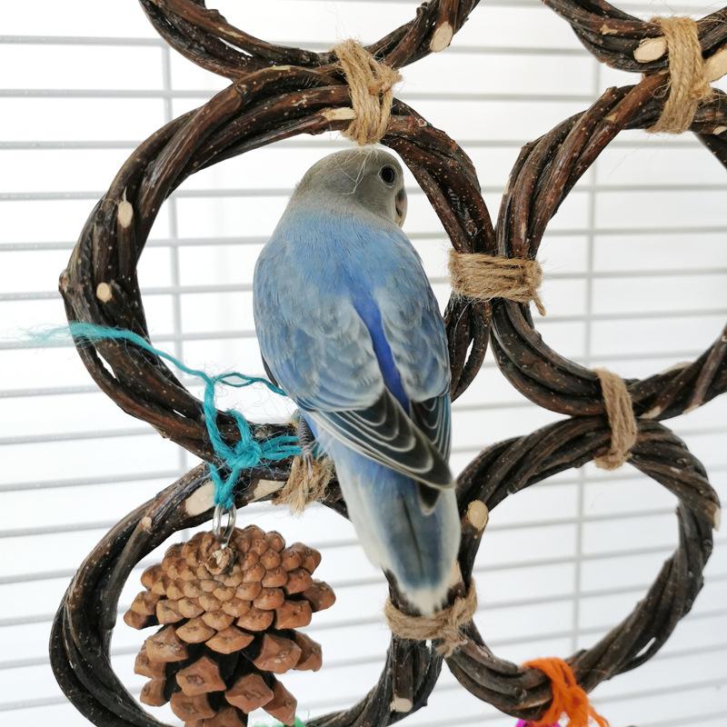 Papageienringe, Vogel-Apfelzweige, Handgeflochtene Ringe, Vogel-Schaukelspielzeug, Nagmaterial für Haustier-Papageienkäfige