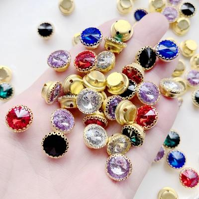 30pcs Beautiful Round Sewn Rhinestone Diy Dress Jewelry Trim Embellish Crystal Rhinestone Shoes Hat Trim Accessories
