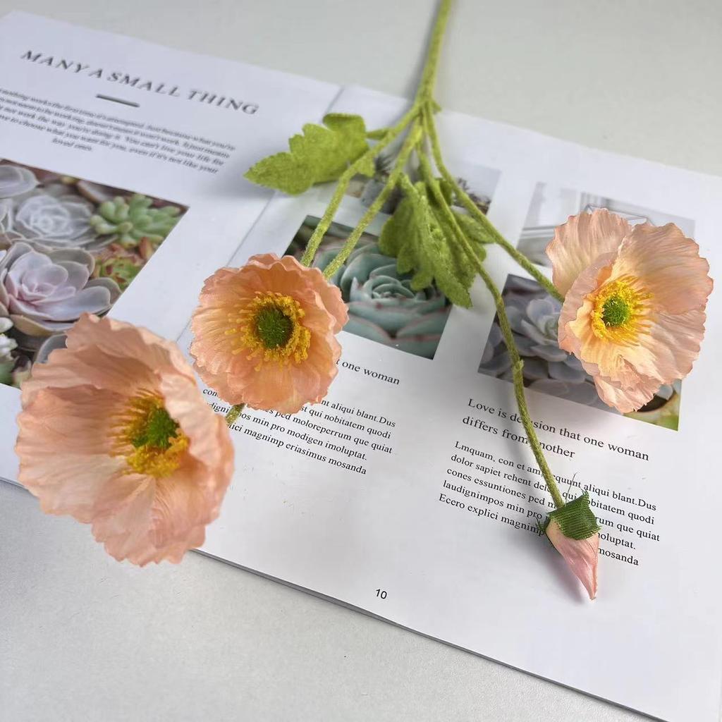 Artificial Poppy Flowers Bouquet Silk Fake Flowers For Home Decor Garden Marriage Party Wedding Decoration DIY Vase Accessories