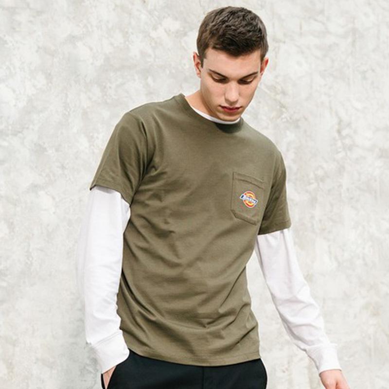 Dickies SS21 Pocket Logo Straight T-Shirt Men Tops Military-Green DK008904MGR