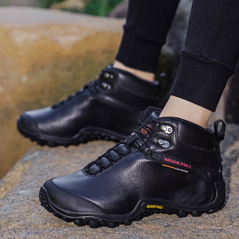 Cow Leather Men's Hiking Shoes Hunting Boots Women Outdoor Waterproof Treeking Snow Shoes Climbing Mountain Walking Sneakers