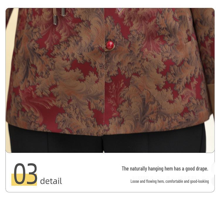 Stylish Floral Slimming Jacket for Middle-Aged Women - Spring & Autumn