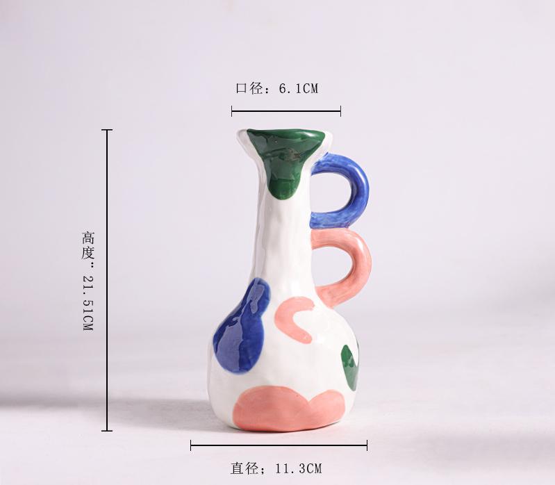 Ceramic Vase Living Room Decoration Creative Design Color Block Painted Niche Flower Ware Durable Best Durable Useful