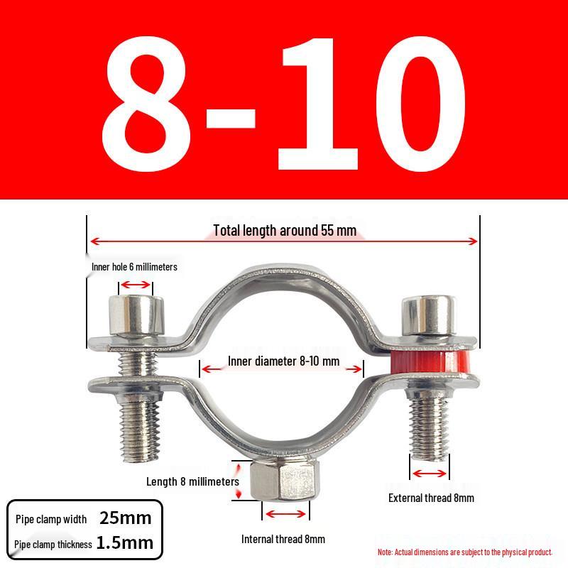 Stainless Steel Pipe Clamp Bracket with M8 Nut for Cable and Gas Pipes