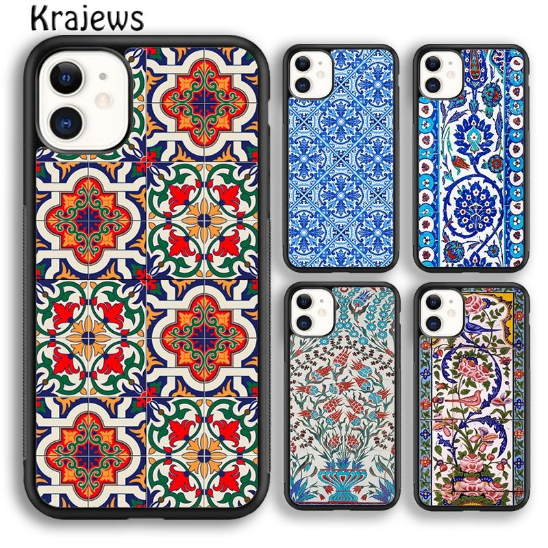 Krajews Ancient Floral Tiles Phone Case Cover For iPhone 17 Air 16 15 14 plus 12 pro max coque Shell Fundas