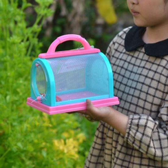 1 Set Critter Viewer Box with Tweezers Magnifying Glass Portable Handle Mesh Kids Outdoor Nature Exploration Small Animal Catcher Observation