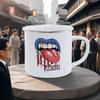 Happy 4th July Enamel Mug USA Freedom Series Coffee Mug Red White Blue Lip Water Cola Beer Cups Celebrate Festive Drinkware Cup