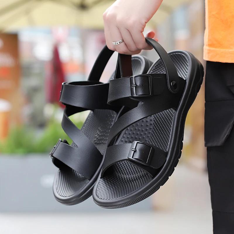 Summer Sandals for Men Outdoor Casual Sport Slippers PU Leather Non-slip Breathable Roman Shoes Beach Flip-Flop Shoes