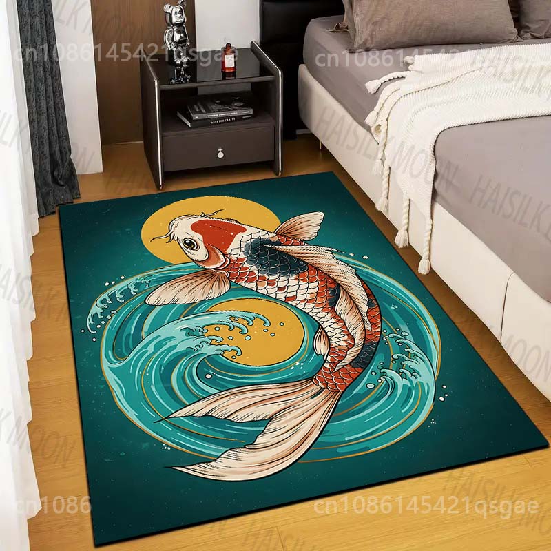 

Multiple sizes Koi Swirling Water Art Carpet for Living Room Bedroom Sofa Home Decor Rug Non-slip Floor Mat Luxury Gift 40cm x 60cm