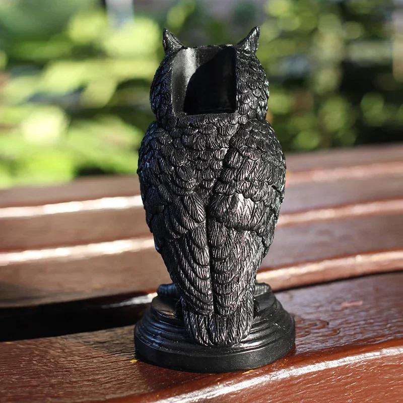 Artistic Gothic Resin Owl & Crow Candle Stand 2-in-1: Decor Sculpture & Candle Holder For Halloween & Home Ambiance Decoration