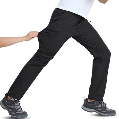 TACVASEN Men's Water-Repellent Hiking Pants, Workwear, Trekking, Climbing, Golf, Nylon, Naturehike Stretch Pants, Spring/Summer, Black, Size XL