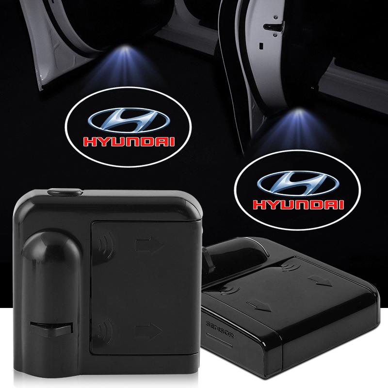 2Pcs Car Door Emblem Light LED Welcome Lamp Wireless Laser Projector For Hyundai Tucson Solaris I30 Creta Ix35 I40 Veloster Santafe
