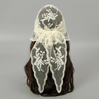 Dames Kant Driehoekige Sjaal Holle Sjaal Bloemen Borduurwerk Hoofdband Bandana Dames Elegante Zakdoek Effen Kleur Driehoekige Sjaal