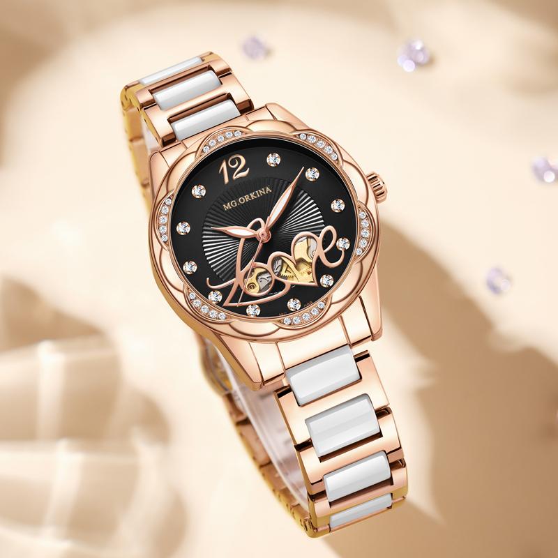 Montres pour femmes au design élégant Montres mécaniques automatiques pour femmes de luxe de marque supérieure en céramique