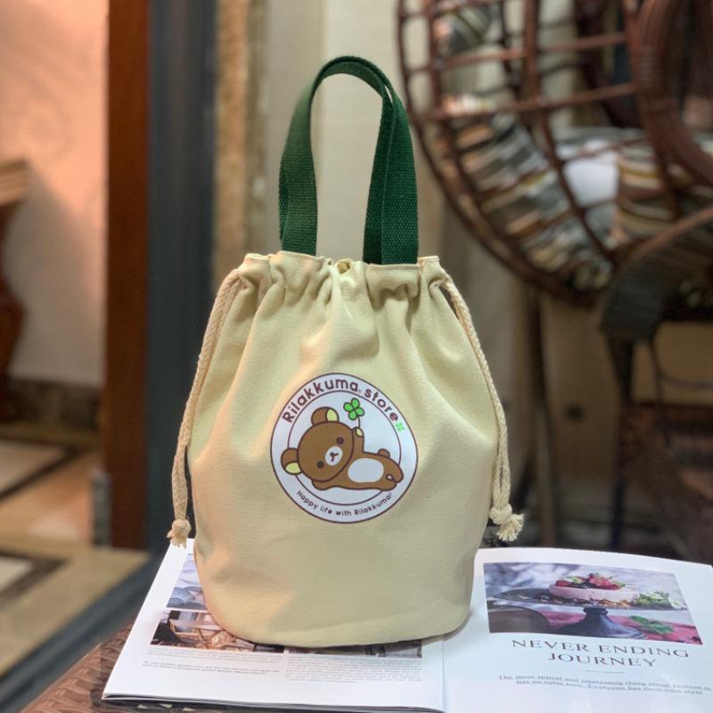 New Canvas Bundle Portable Tote Bag Thermos Cup Braised Cup Protective Bag Thermal Insulation Bucket Bag Handheld Mom Bag