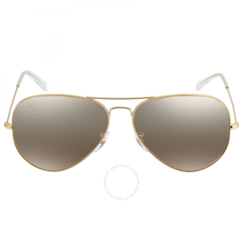 

Ray Ban Aviator Chromance Polarized Silver Brown Unisex Sunglasses RB3025 9196G5 62