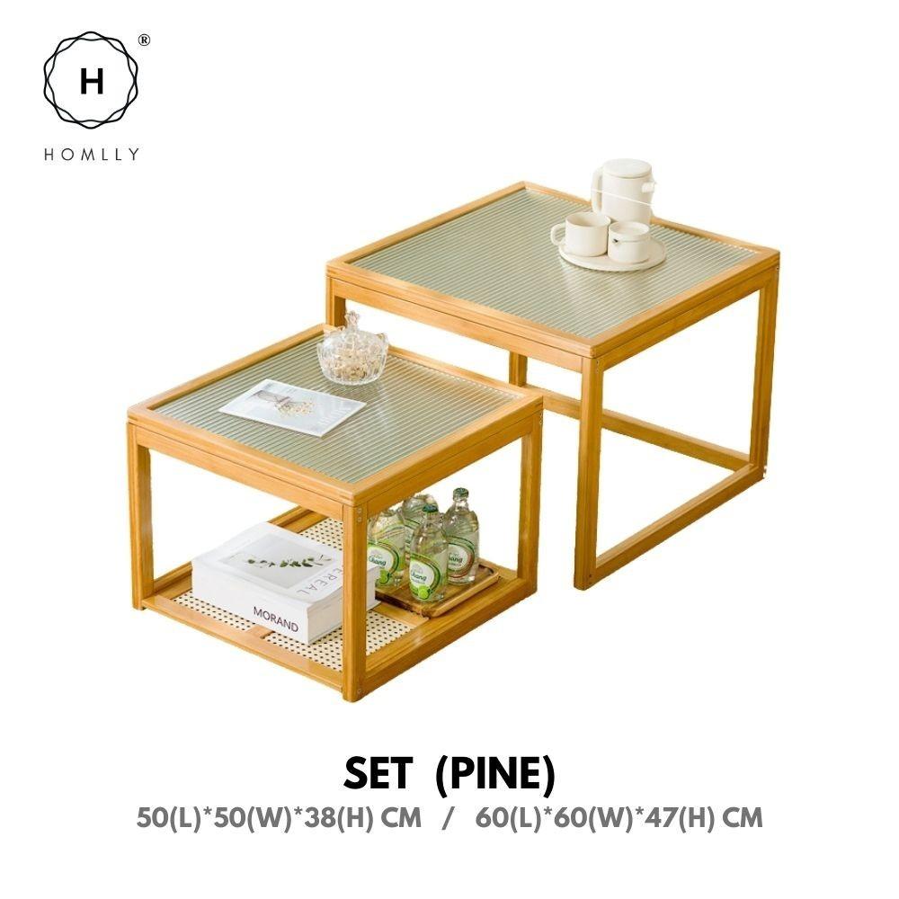 Homlly ika Nesting Living Room Coffee Side Table (Expandable)