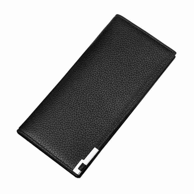 Men Long Lychee Pattern Ultra Thin Soft Leather Wallet Multifunction Large Capacity Wallet Card Holder