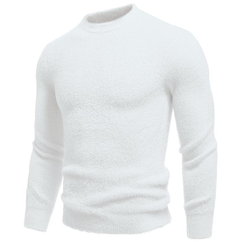 2025 Winter Men's Faux Mink Fur Round Neck Pullover Knitwear - Youth Fashion Casual Base Layer
