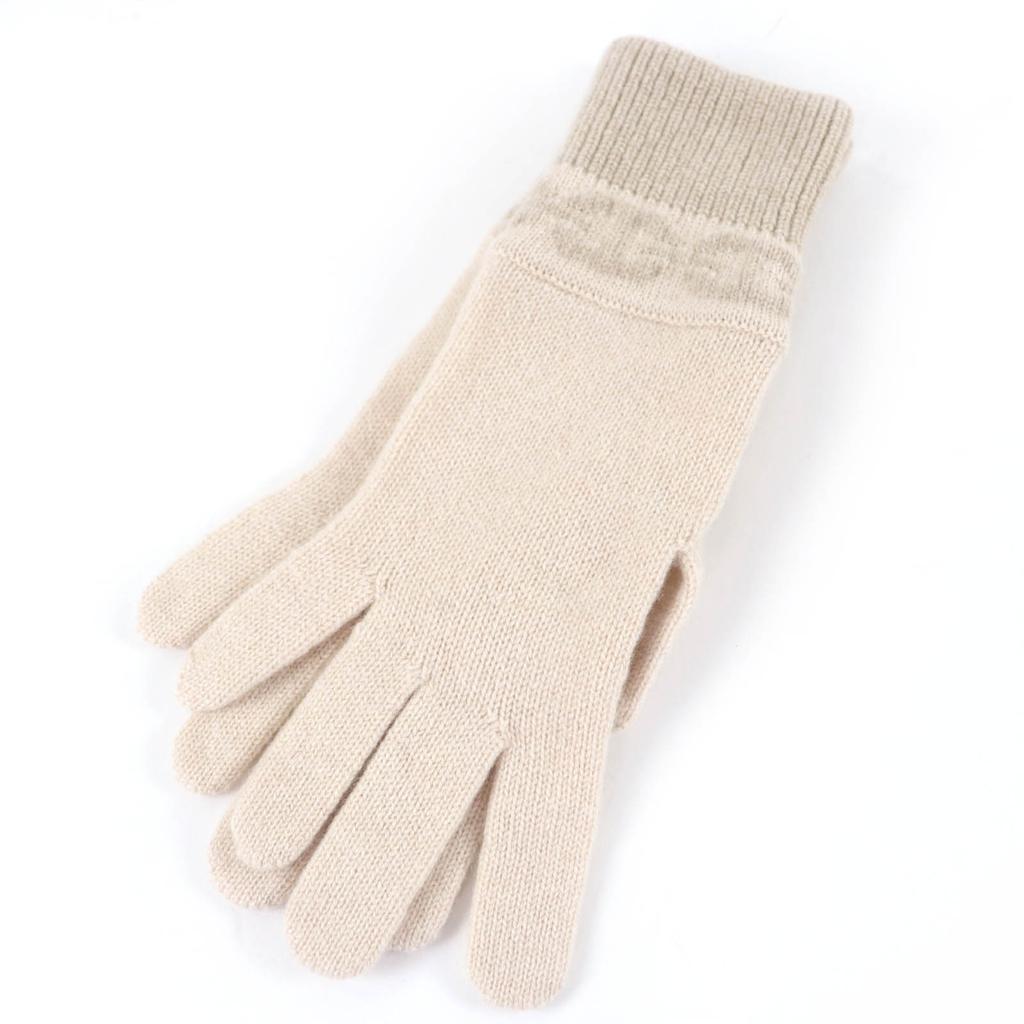 Excellent HERMES gloves Haven Chaine d'Ancre Knit Gloves beige cashmere Women S Used