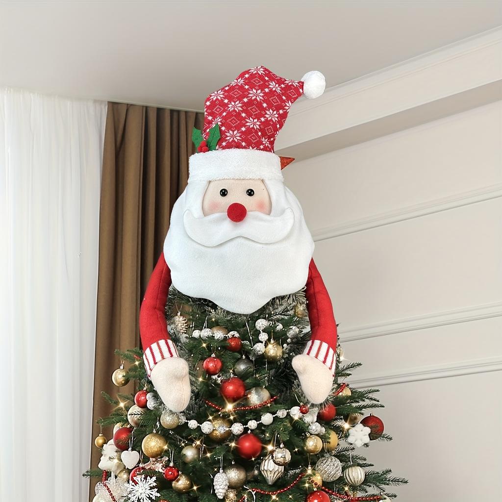 1pc Christmas Tree Top Decorations Party Atmosphere Decoration Santa Claus Snowman Elk Doll Tree Top Star Home Decor Accessories
