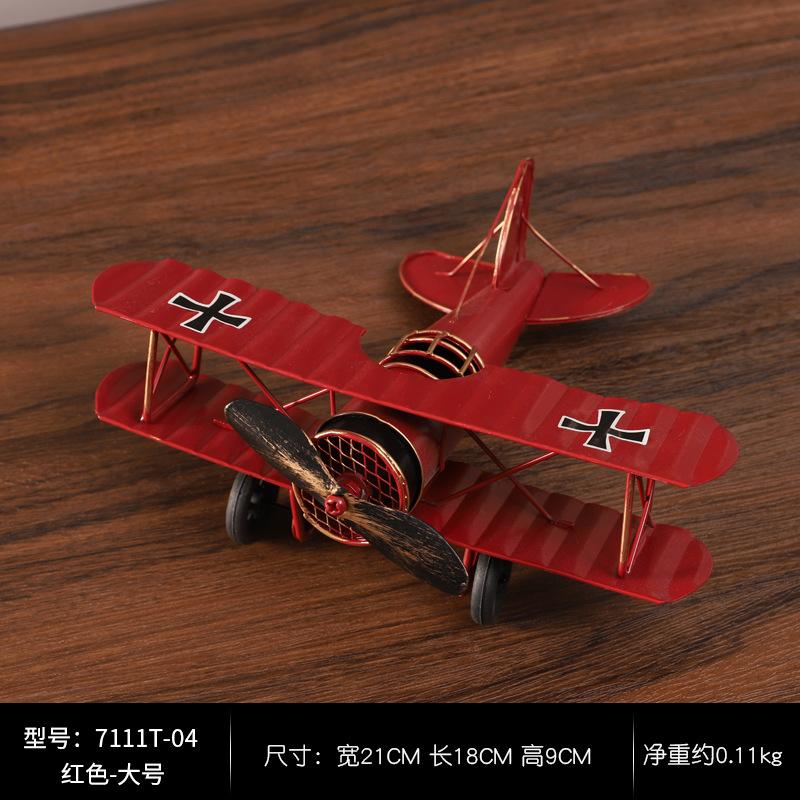 Home Wrought Iron Large Aircraft Model Personalized Ornament Handicrafts Retro Old Machine Decoration Retro Style