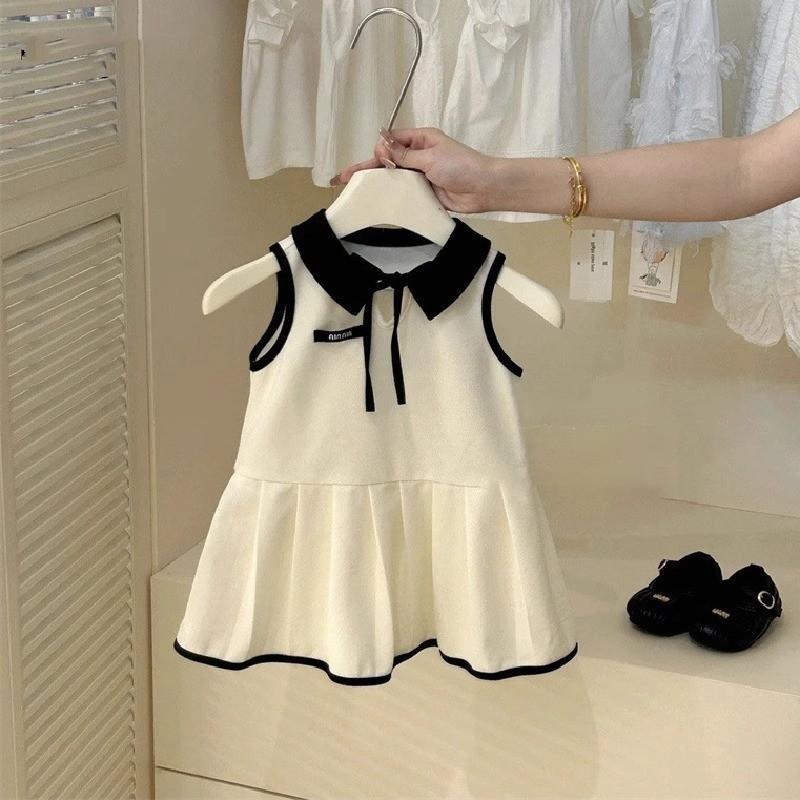 Girls Summer Sweet Princess Dress Sleeveless Pleated Baby Vest Skirt 90