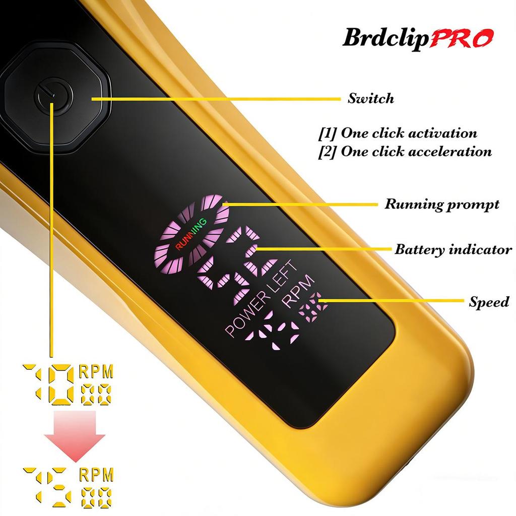 BRDCLIP BRD-619 Home Hair Salon Hair Clipper with Gradual Change 7500RPM High-Speed Motor Men's Hair Trimmer