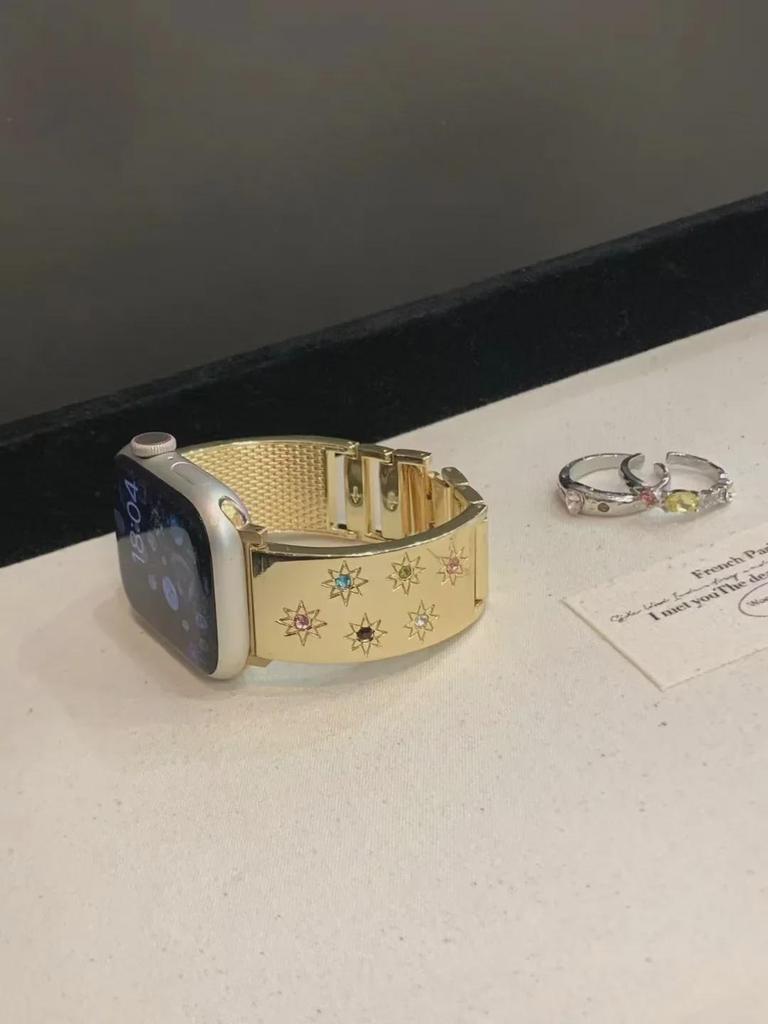 Apple Watch S9/Iwatch87 için Star Bilezik Metal Kayış - Elmas Zincir, SE Uyumlu