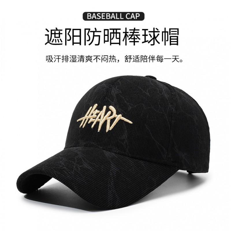Corduroy Baseball Cap With Embroidered Letters Women Men Winter Adjustable Visor Hat