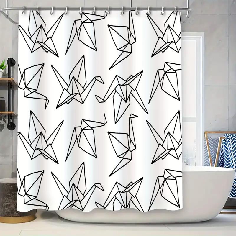 

Modern Abstract Black And White Shower Curtain Geometric Minimalist Bathroom Decor Waterproof Liner Artistic Pattern Backdrop W60H190(CM)-1 Pcs