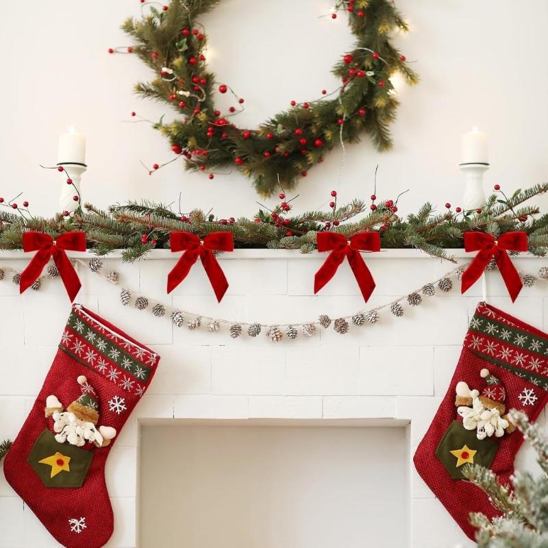 Luxurious Velvety Bowknot Knot Ornament Velvety Holiday Decors For Christmas Tree Holiday Homes Party Decorations