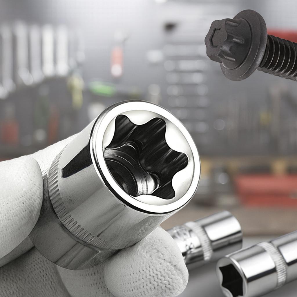 14PCS Female E Star Torx Socket Set, E4-E24 External Hex Sockets, for Auto Repair Mechanics, Durable Versatile Hand Tool Kit