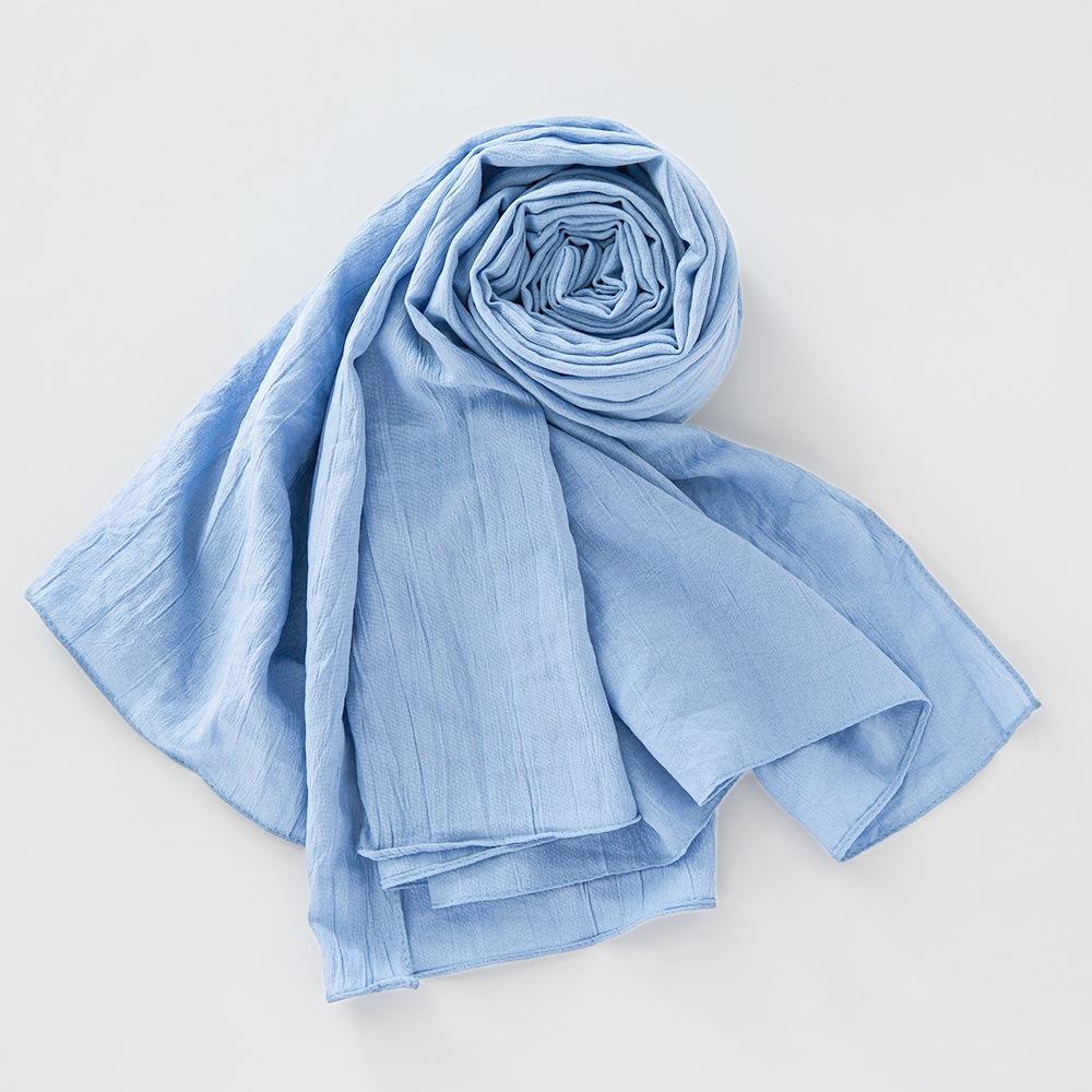 New Breathable Crumpled Scarf For Women Girls Solid Scarves Soft Cotton Wrinkle Pashmina Shawl Foulard Winter Warm Wrap Shawls