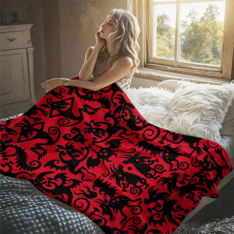 Demon Silhouette Flannel Blanket Warm Soft Halloween Christmas Decorative Couch Warm Cozy All-Season Gift