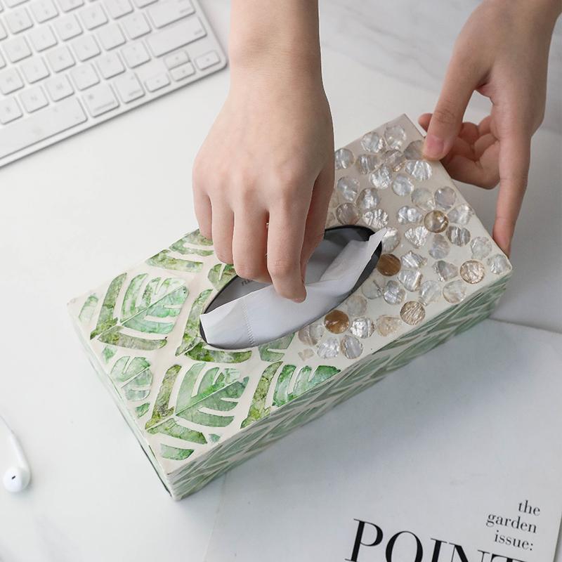 Nordic Tissue Boxes Natural Shell Napkin Holder Luxury Tissue Case Living Room Storage Box Table Decoration Home Accessories